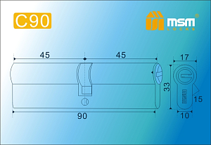 MSM Цилиндр перф. ключ-ключ , C 90 mm PB #170903